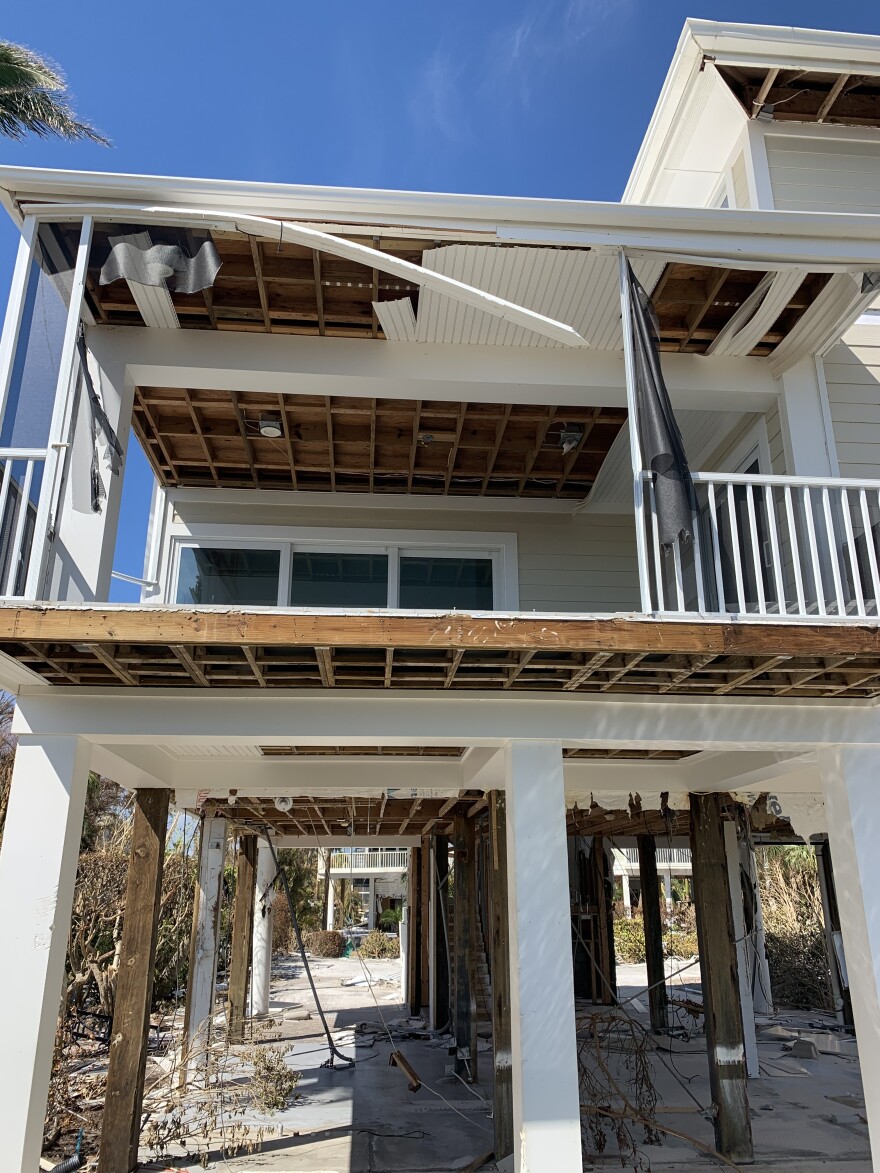 Photo of damage to a Sanibel Island home on Bella Vista Way in the Colony Vista Estates. A damage assessment map produced from USAR information depicts how Hurricane Ian affected properties on Sanibel, some include photos.