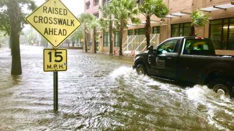 Flooding along Ashley Avenue during Hurricane Dorian in 2019.