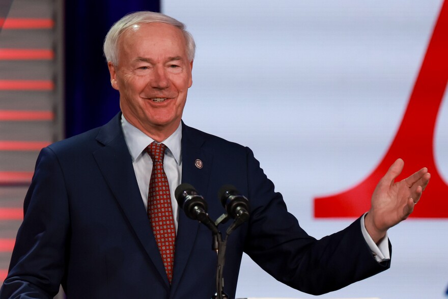 Former Arkansas Governor Asa Hutchinson speaks during the Florida Freedom Summit held at the Gaylord Palms Resort on Nov. 4, 2023 in Kissimmee, Florida.