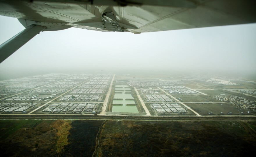 An aerial view of the U.N. Protection of Civilians site in Bentiu, where more than 120,000 people have sought refuge from the civil war. The site is the largest of six U.N.-run displaced persons camps in the country.