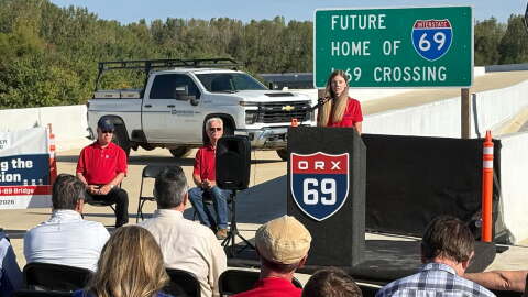 INDOT Commissioner Lyndsay Quist speaks during a news conference in Evansville, Sept. 25, 2026