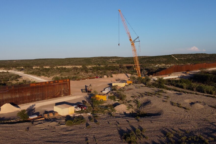 Border wall construction near Del Rio in Val Verde County in September. Texas has allocated $3.1 billion for wall construction to date. It says it has built 50 miles. The state pays between $17 million and $41 million per mile of construction.