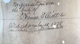 A page from the Princess Anne County coroner's inquisition in the death of Thomas Elliott. The documents are part of a collection of coroners' inquisitions at the Library of Virginia. The items were shipped to the library from the city of Virginia Beach. Photo by Paul Bibeau