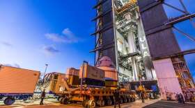 Boeing’s CST-100 Starliner spacecraft arrives at the Vertical Integration Facility at Space Launch Complex-41 at Cape Canaveral Space Force Station in Florida on July 17, 2021. Photo: ULA