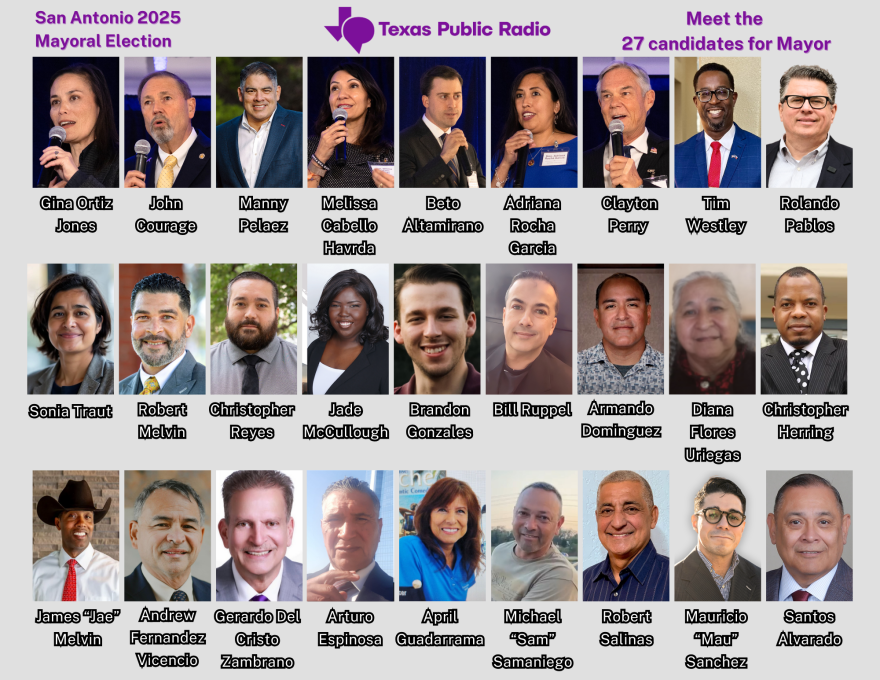 The 27 candidates for the San Antonio's mayor's race. (Armando Dominguez photo courtesy of KLRN-TV)