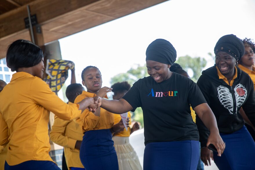 Festival-goers dance at the World Refugee Day Celebration in Harrisonburg last year.