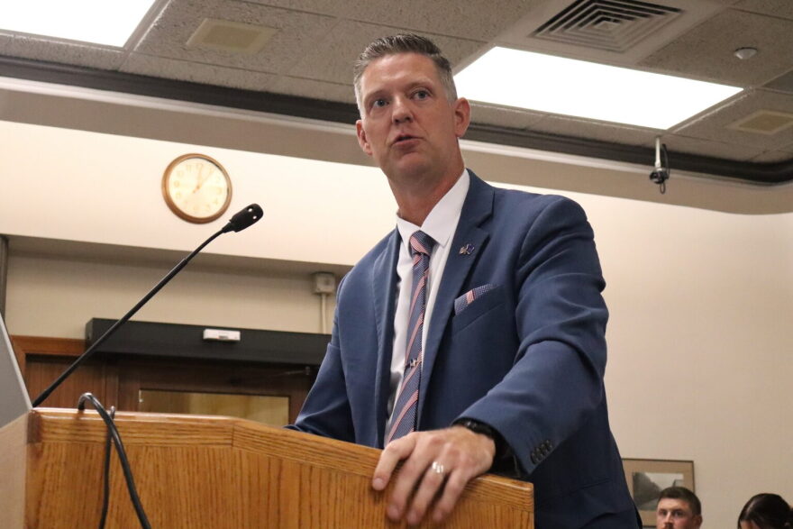 North Dakota State Auditor Josh Gallion, a Republican, addresses the Legislative Audit and Fiscal Review Committee on Sept. 22, 2026.