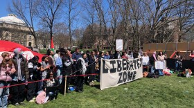 The protest and encampment at Cornell University on Thursday. 