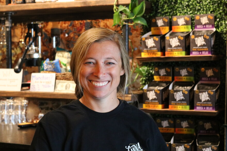 Annie Rouse has been in the hemp industry since 2015. Now, she owns Cannabuzz, a cannabis-infused beverage bar in Lexington's distillery district, seen on September 22, 2026.