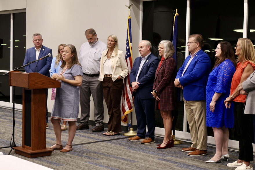 Mary Kathryn DeLodder, the director of the Kentucky Birth Coalition, who has long advocated for more birthing options in the state, speaks about freestanding birth centers Thursday, Aug. 27, 2026.