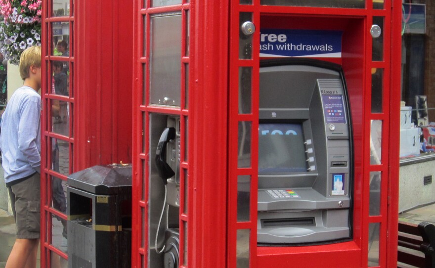 An ATM has been installed in this phone box in Stratford-Upon-Avon, shown here on Aug. 12, 2012.