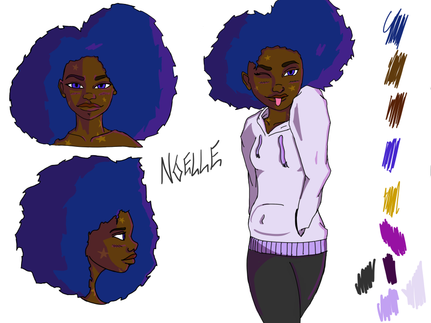 Anthony Bartley, J.T. Bridges manager and frequent collaborator designed the illustrations of the characters. Noelle is one of the characters created by Bridges and designed by Bartley.