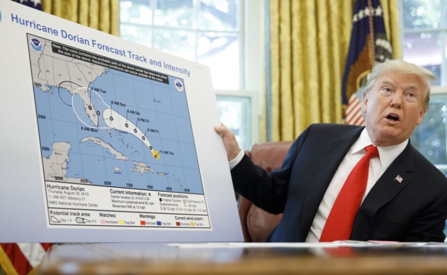 President Trump speaks from the Oval Office about Hurricane Dorian. He said the U.S. has been "lucky" so far to not be in the storm's path.
