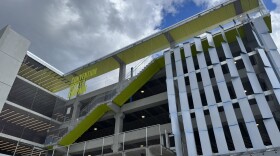 The new parking garage adjacent to the Mass Mutual Center in Springfield.
