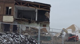 Demolition work in Bemidji's rail corridor continues on Dec. 8, 2025.