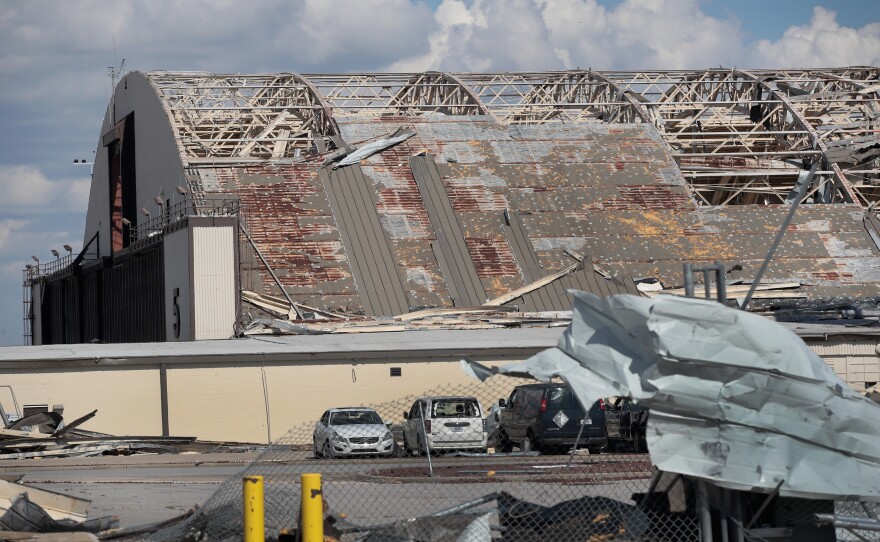 Debris litters Tyndall Air Force Base, which was severely damaged after Hurricane Michael.