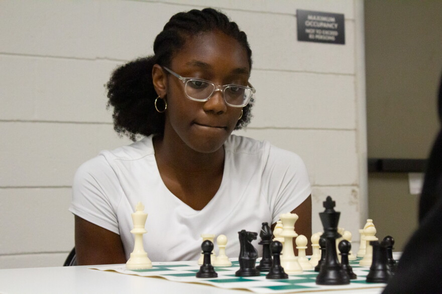 Cadence Young ponders her next move during a Masters and Mentors class.