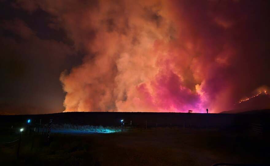 Photos of the Rocky Canyon Fire shared on the morning of Aug. 11, 2026.