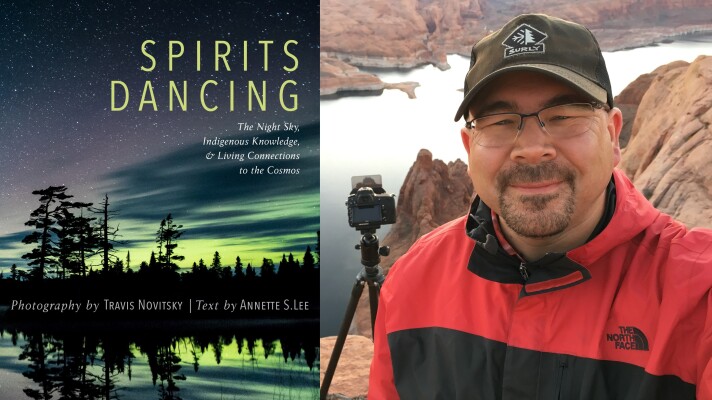 Cover of book "Spirits Dancing" and photo of Travis Novitsky, photographer of the images in the book.