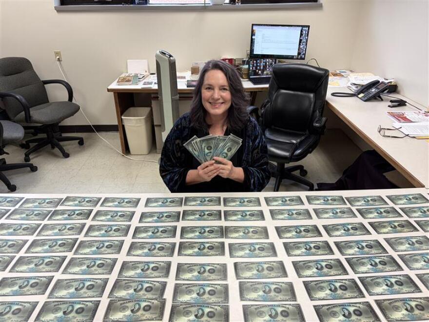 Program Coordinator, Jane Talkington, preparing for the Idea Fest in Pittsburg, Kansas, on Mar. 11, 2026.