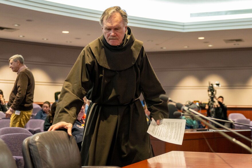 Fr. Michael Johnson, Executive Director of the Franciscan Center for Urban Ministry, said in his testimony in support of strengthening the trust act that the Bible calls on its followers to “treat the foreigner with justice” 18 times. “You know why it’s there 18 times? Because we don’t do it very well as human beings.”