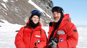 Composer Glenn McClure and fellow NSF Artist and Writer Maris Wicks in Antarctica