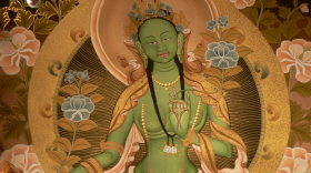 An anthropomorphic depiction of the green emanation of Tara.
