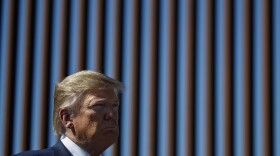 President Trump tours a section of the southern border wall in 2019, in Otay Mesa, Calif.