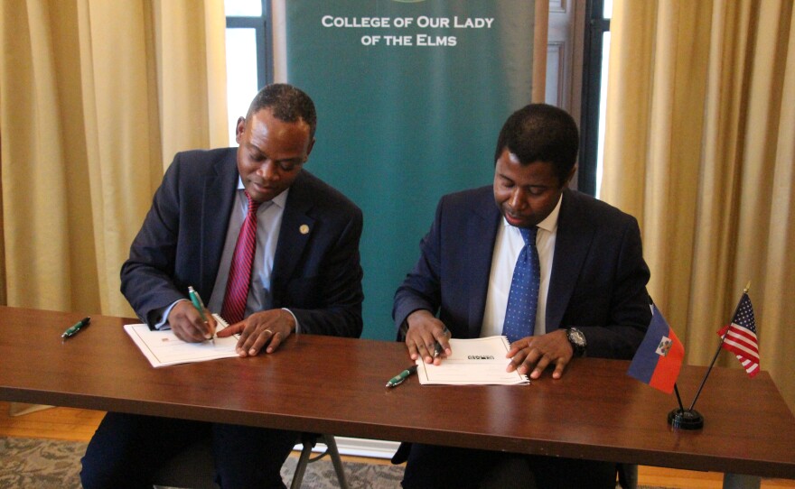 Elms College and the State University of Haiti signed an agreement on a new educational partnership.