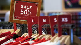 Sale sign displays at a retail store in Chicago, Monday, June 10, 2024. (Nam Y. Huh/AP)