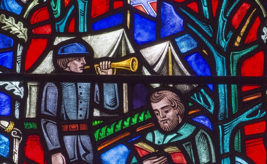 A stained glass window at Washington National Cathedral depicts Confederate Gen. Stonewall Jackson.