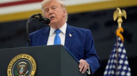President Donald Trump speaks after touring the newly designated Air Force One presidential aircraft at Joint Base Andrews, Md., Friday, June 19, 2026.