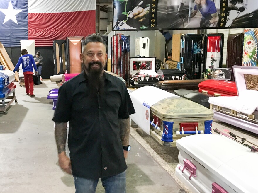 Trey Ganem builds customized caskets designed to represent and celebrate a person's life. "When you look at our caskets, you see the story of the person that's in it," he says.