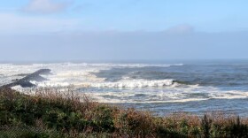 FILE - Coos Bay Harbor Entrance Viewpoint, near the Charleston Marina on Dec. 7, 2023. The Trump administration has killed a proposal to develop floating offshore wind 18 or more miles offshore from this location.