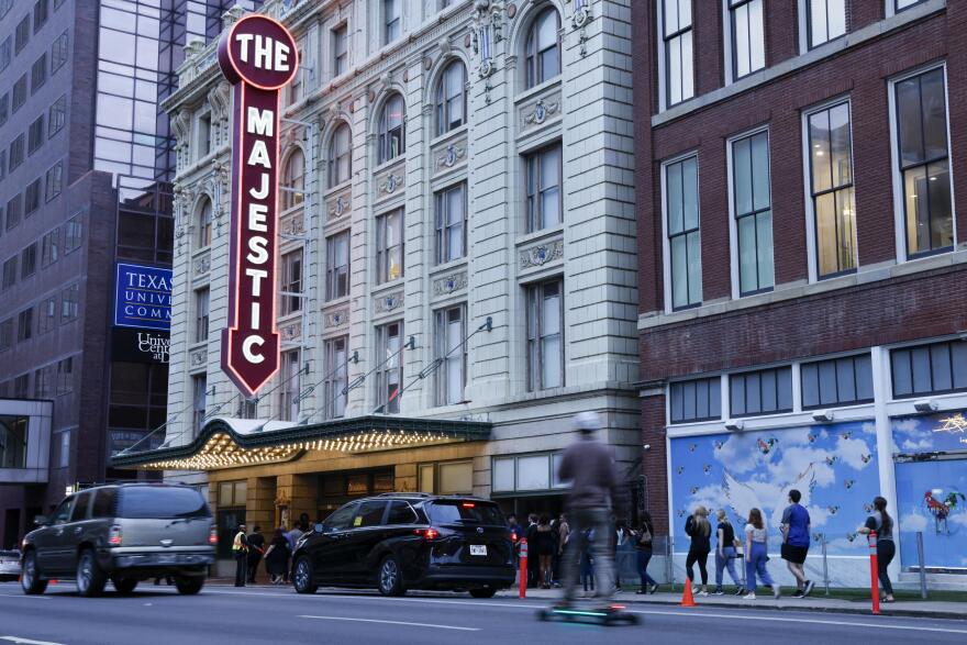 An exterior view of the Majestic Theater in downtown Dallas, Wednesday, Sept. 13, 2023. Dallas' Office of Arts and Culture has its office on the 4th floor of the Majestic Theatre.