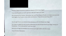 The threatening letter sent to Yonkers resident, Samir Noufal's family.