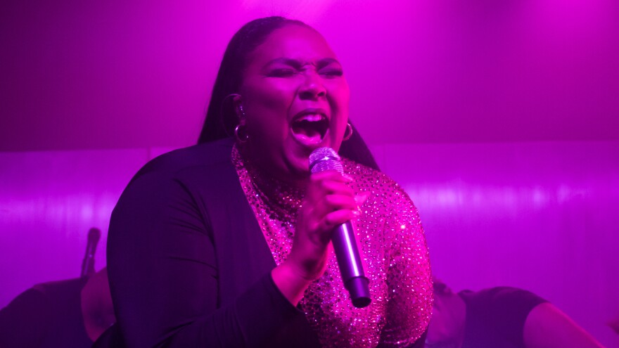 Lizzo performing live at The TLA in Philadelphia.