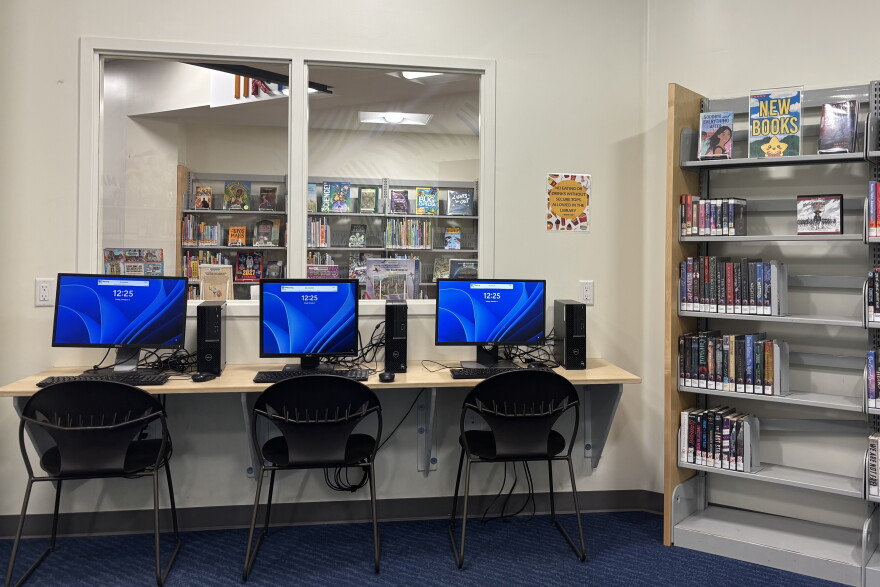 Computers are available at the Waldo branch of Alachua County Library District, offering residents a place to access public internet service.
