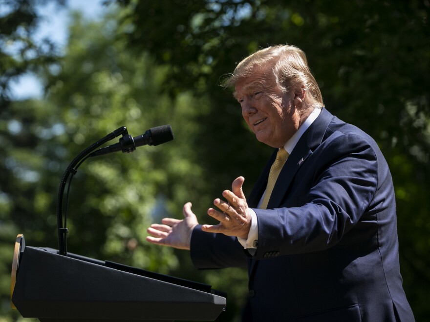 President Trump talked about expanding health coverage options for small businesses in a Rose Garden gathering at the White House in June.