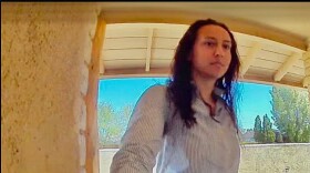 A doorbell photo of Camryn Sanchez posted by state Sen. Wendy Rogers who obtained an injunction against the reporter showing up at any of her residences.