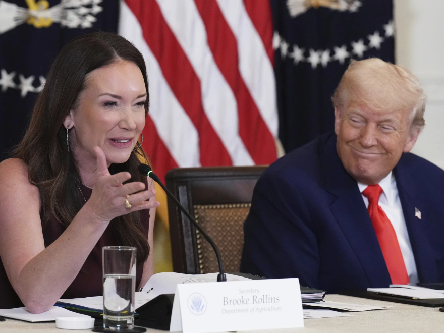 U.S. Secretary of Agriculture Brooke Rollins and President Donald Trump in May.