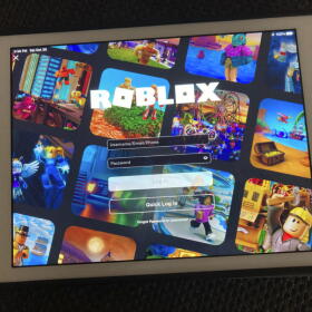 The gaming platform Roblox is displayed on a tablet, Oct. 30, 2021, in New York.  (Leon Keith/AP)