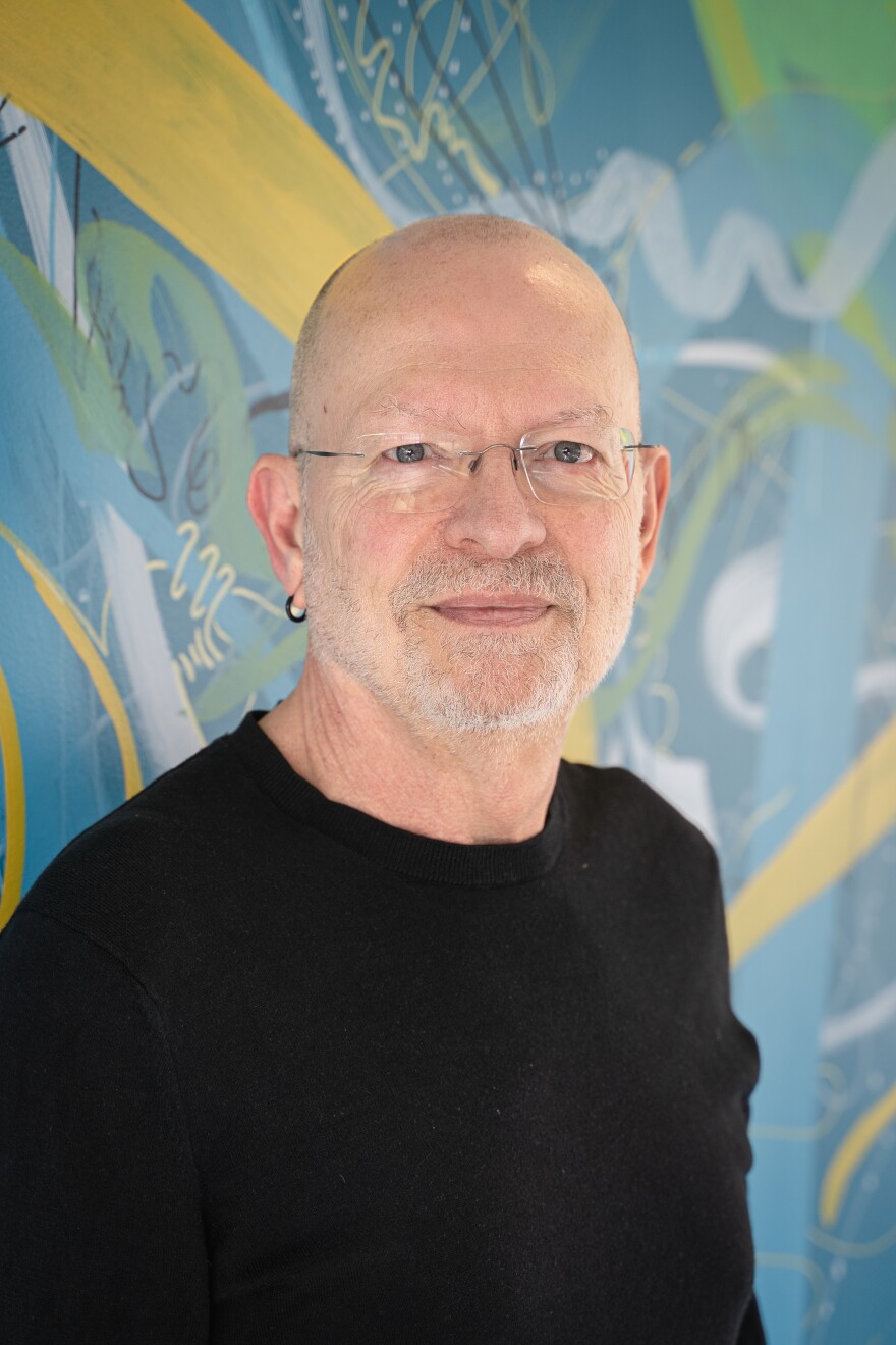 Guitarist Ottmar Leibert poses at the KNKX studios in February 2026.