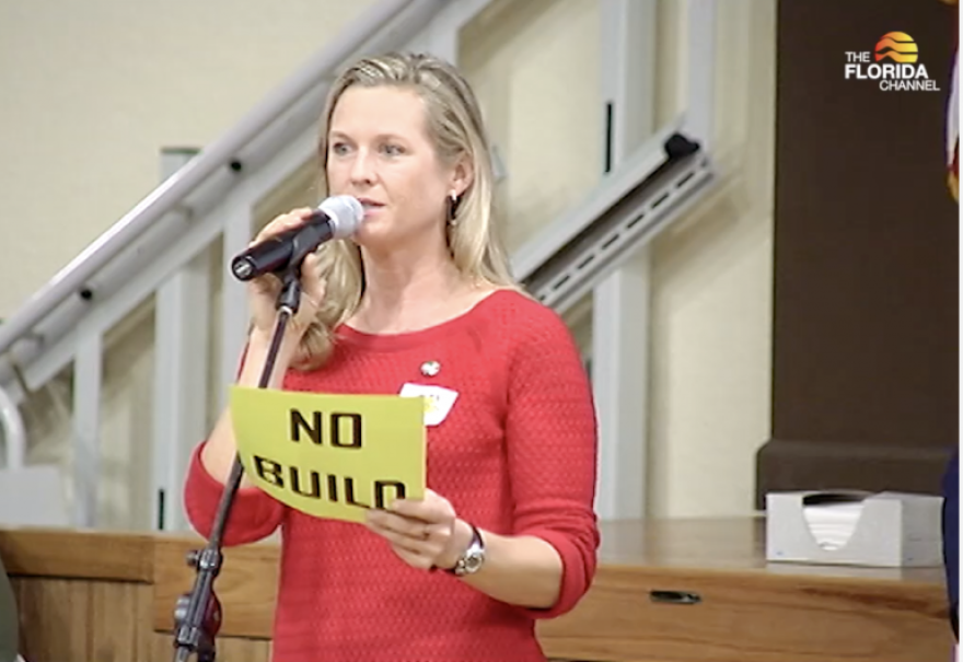 Lindsay Cross of Florida Conservation Voters speaks out against the proposals during a recent meeting in Tallahassee. CREDIT: FLORIDA CONSERVATION VOTERS
