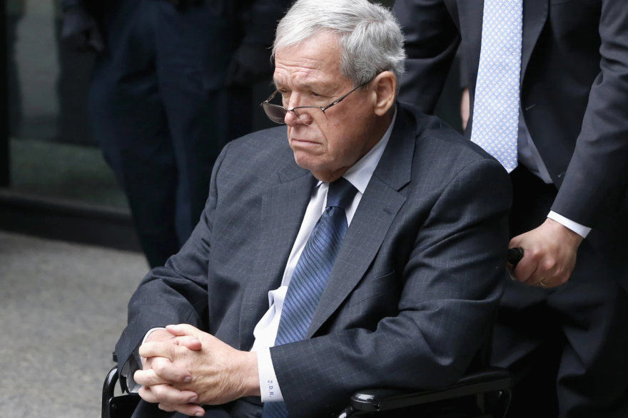 Former U.S. House Speaker Dennis Hastert departs the federal courthouse in Chicago after his sentencing on federal banking charges, April 27, 2016.