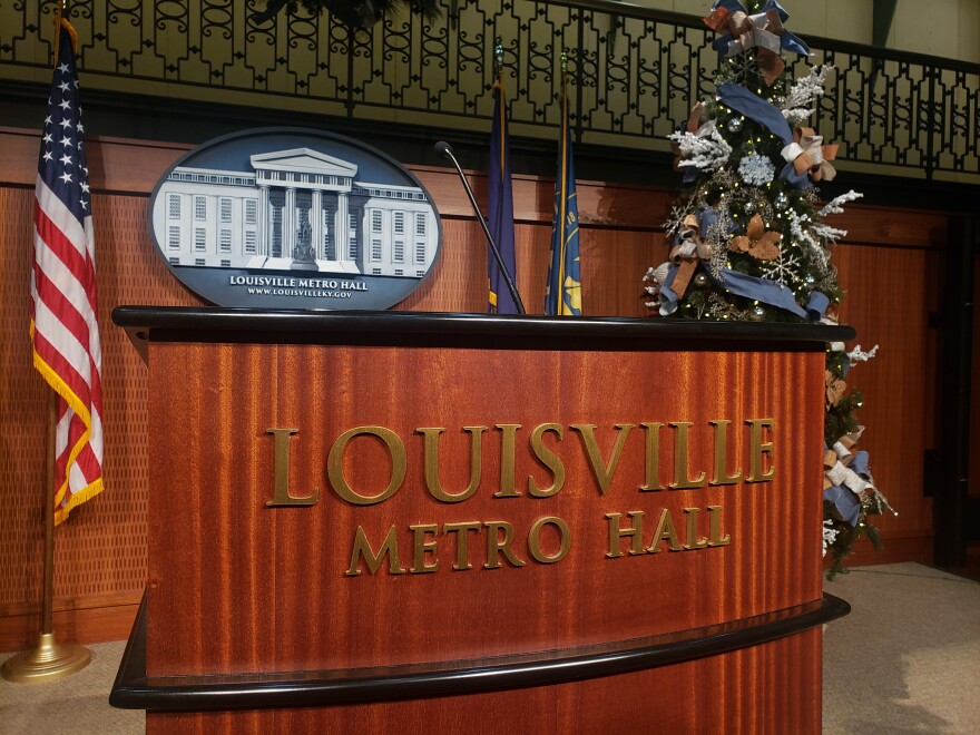 Louisville Metro Hall podium, lousville metro council, mayor's gallery podium