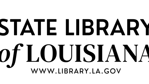 State Library of Louisiana logo featuring a pelican morphing into a library book.