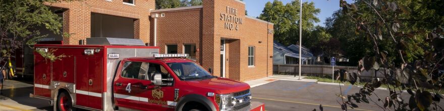 A fire truck and Fire Station No. 4 are seen in this undated publicity photo from the City of Springfield.