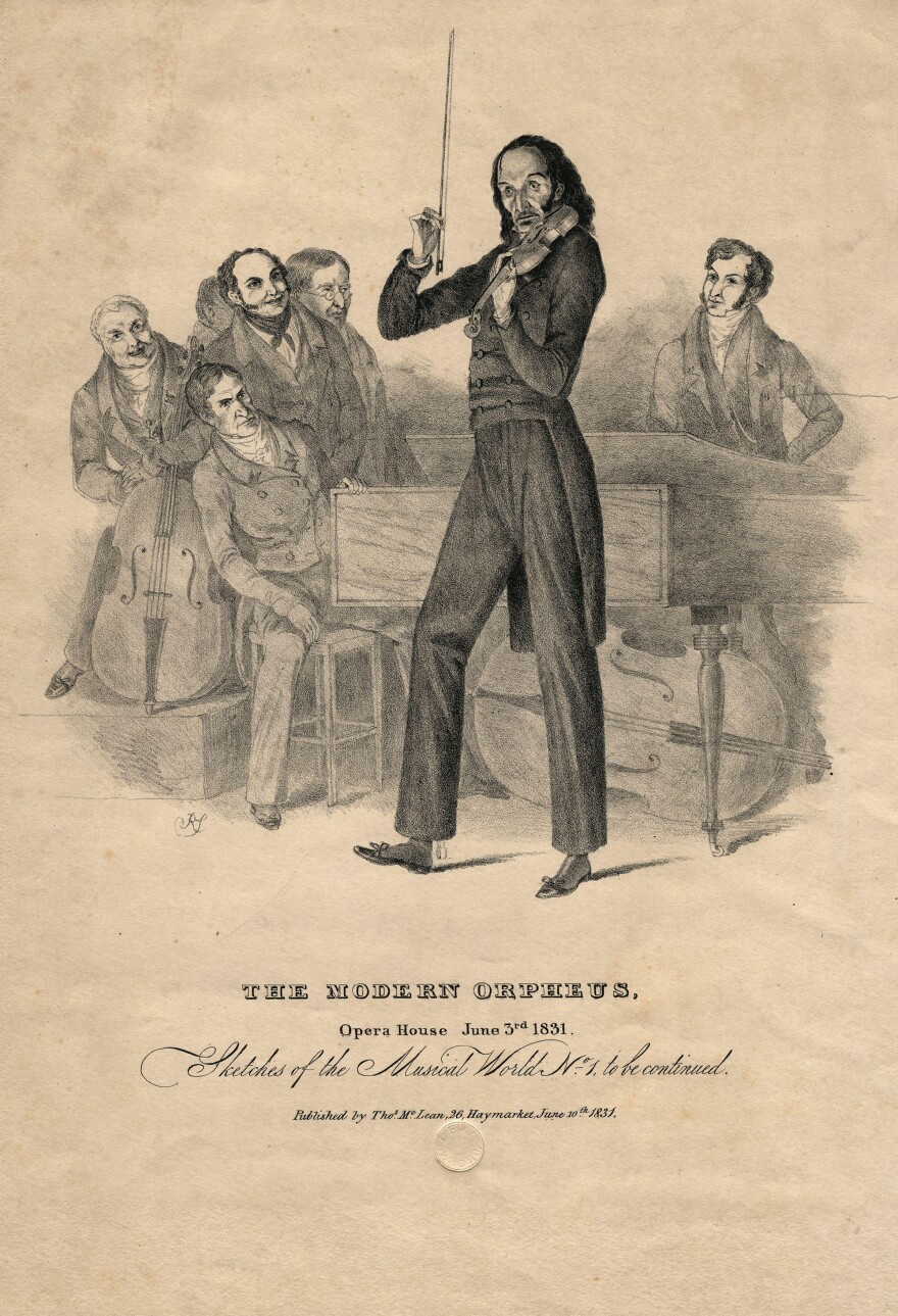 A poster for a Paganini appearance in 1831, billing him as "The Modern Orpheus."