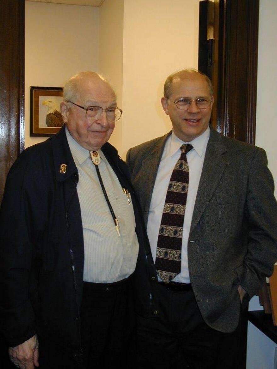 Jack Coghill with his son, Sen. John Coghill, during a 2006 visit to the Legislature. (Credit johncoghill.blogspot.com)